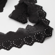 Galon coton broderie anglaise brodé noir 45mm x 1m Galon coton broderie anglaise brodé noir 45mm x 1m