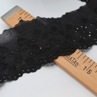 Galon coton broderie anglaise brodé 75mm x 1m noir