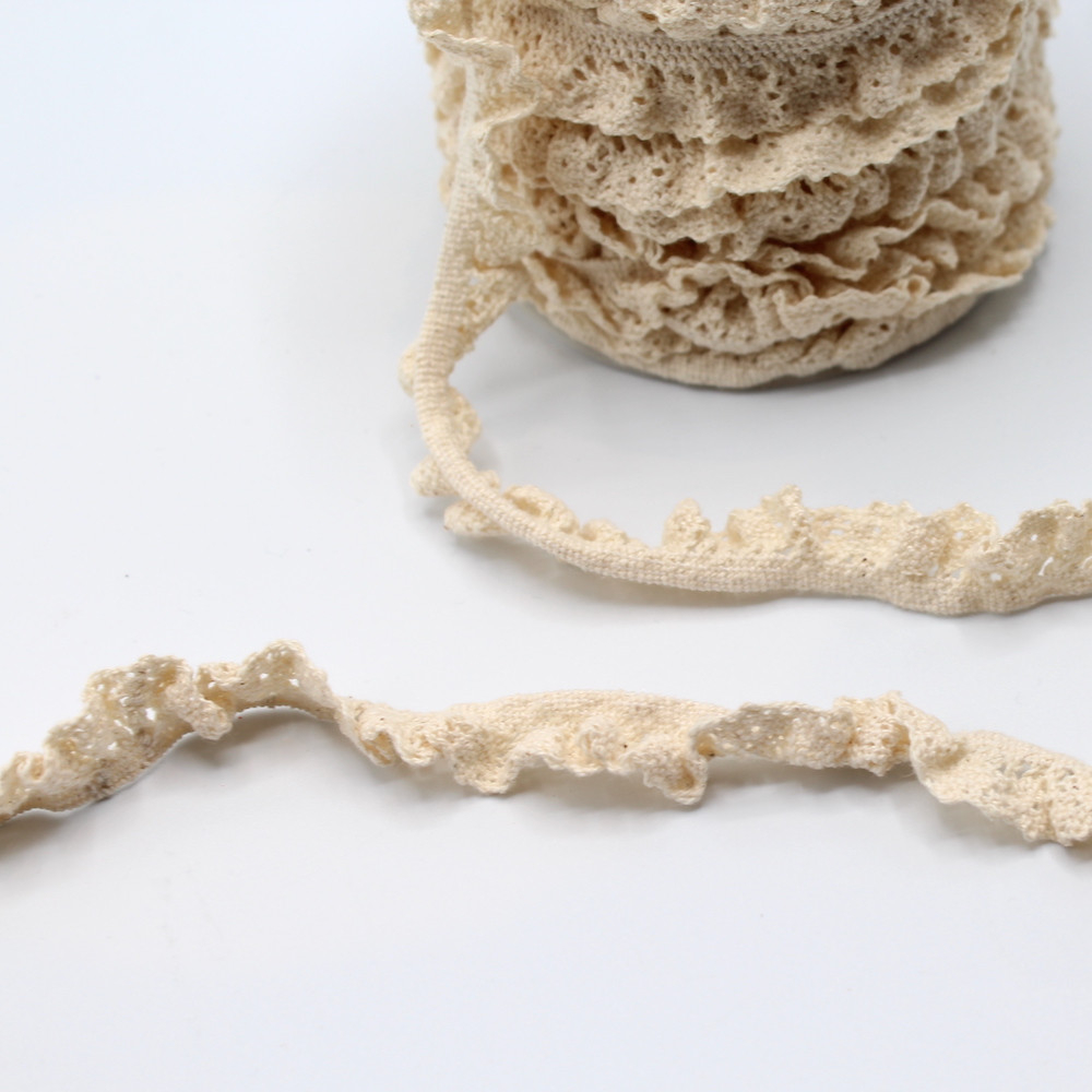 Galon coton crocheté élastique  15mm x 1m ecru