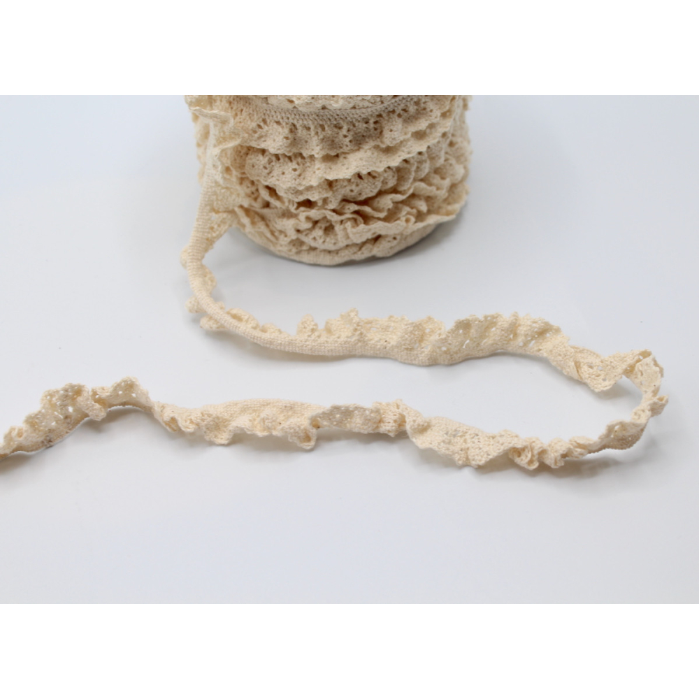 Galon coton crocheté élastique  15mm x 1m ecru