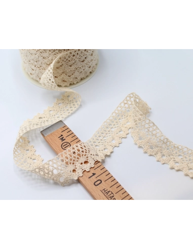 Galon coton crochet 35mm x 1m grège