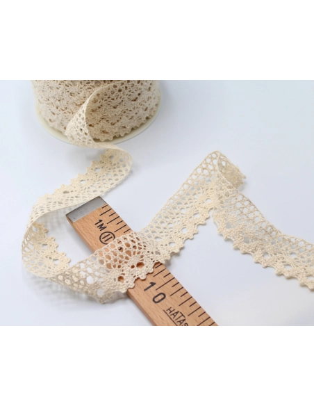 Galon coton crochet 35mm x 1m grège