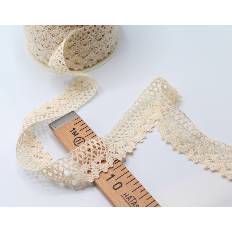 Galon coton crochet 35mm x 1m grège