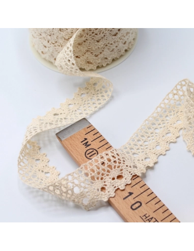 Galon coton crochet 35mm x 1m grège