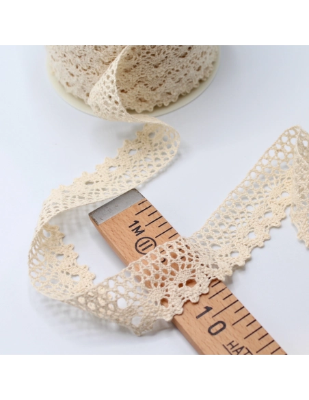 Galon coton crochet 35mm x 1m grège