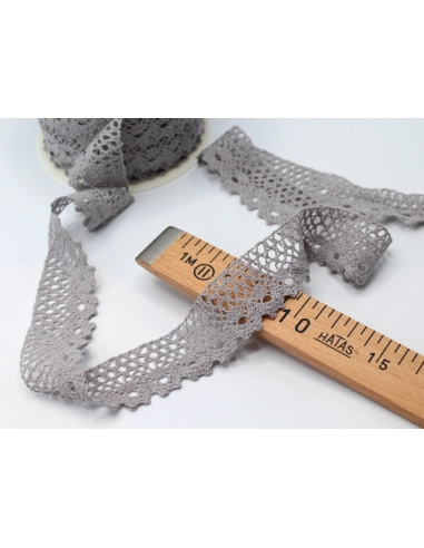 Galon coton crochet 35mm x 1m grège