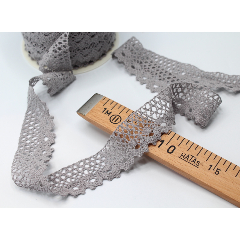 Galon coton crochet 35mm x 1m grège