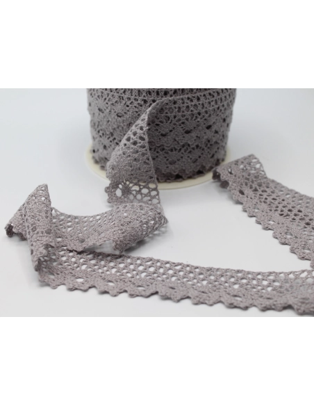 Galon coton crochet 35mm x 1m grège