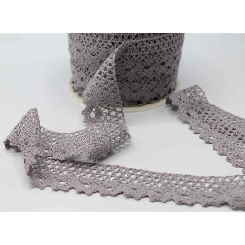 Galon coton crochet 35mm x 1m grège