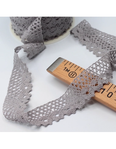 Galon coton crochet 35mm x 1m grège