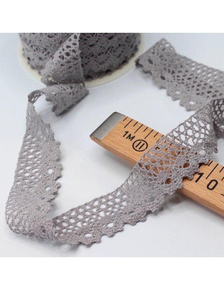 Galon coton crochet 35mm x 1m grège