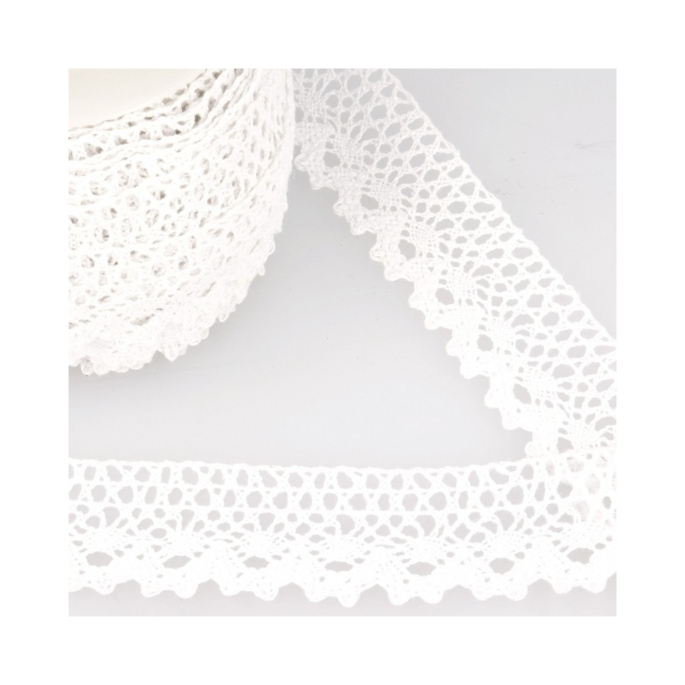 Galon coton crochet 35mm x 1m grège