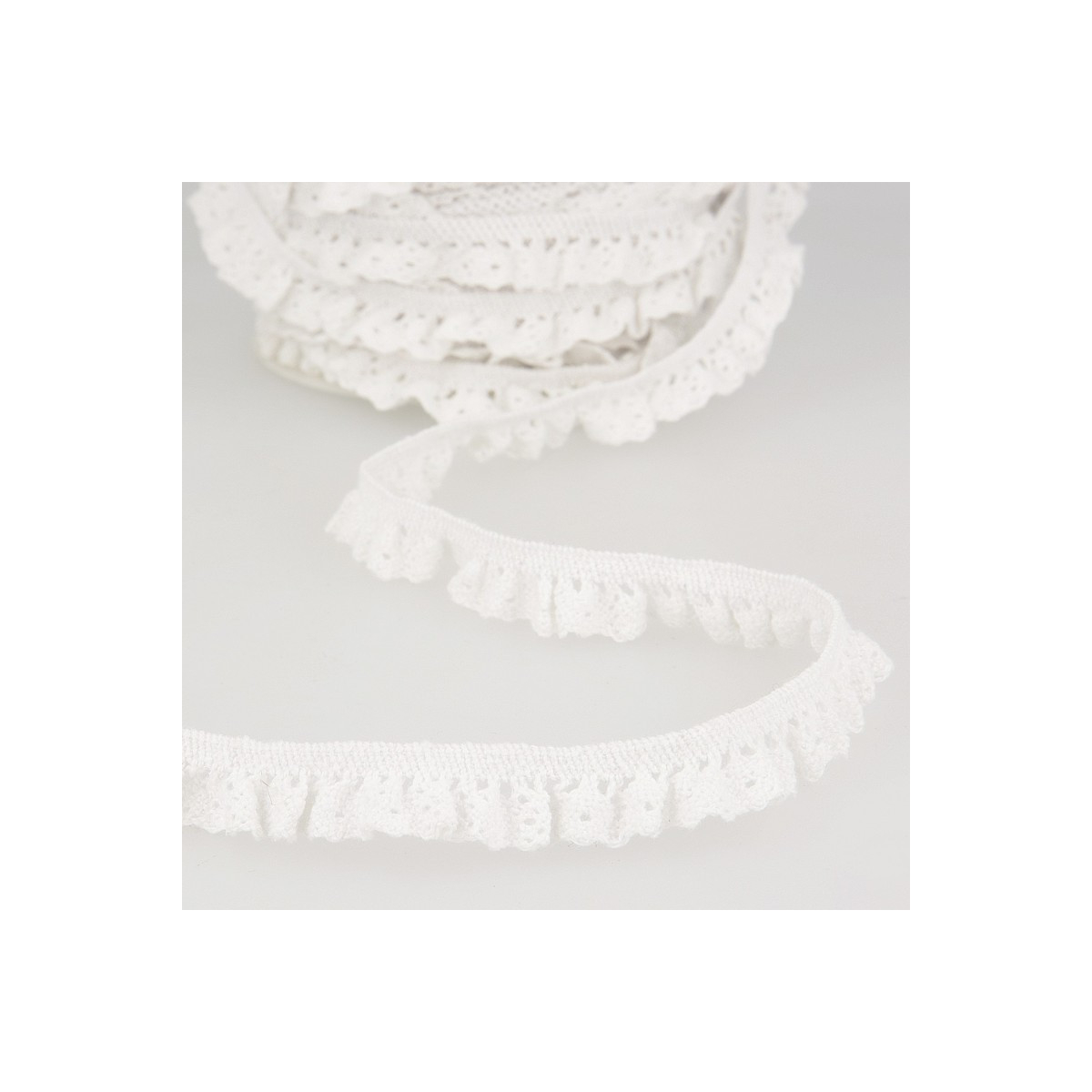 Galon coton crocheté élastique  15mm x 1m ecru Galon coton crocheté élastique  15mm x 1m ecru