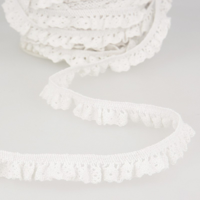 Galon coton crocheté élastique  15mm x 1m ecru