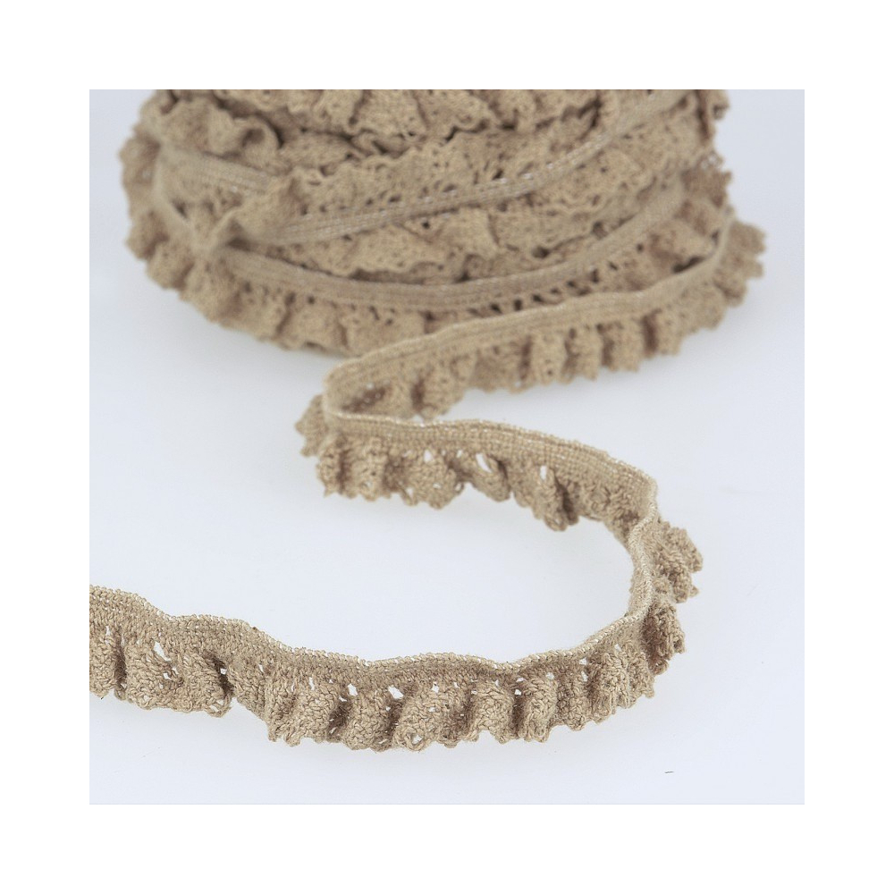 Galon coton crocheté élastique  15mm x 1m ecru