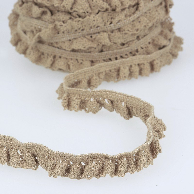 Galon coton crocheté élastique  15mm x 1m ecru