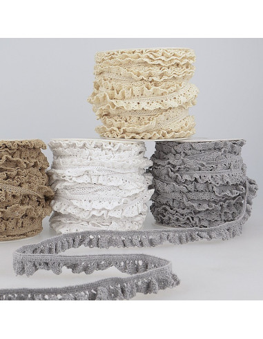 Galon coton crocheté élastique  15mm x 1m