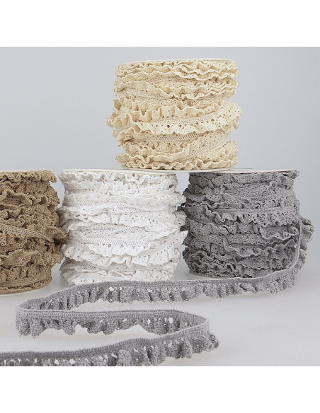 Galon coton crocheté élastique  15mm x 1m