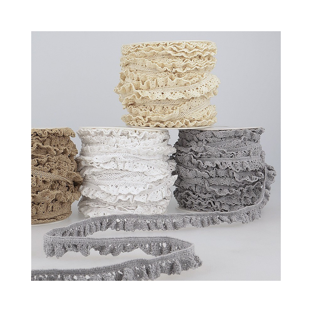 Galon coton crocheté élastique  15mm x 1m