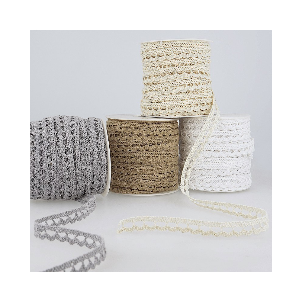 Galon coton crochet 15mm x 1M Coloris au choix