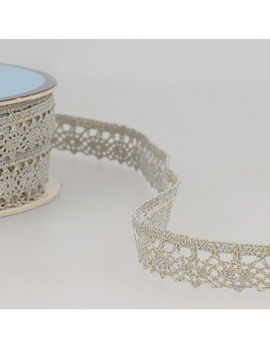 Galon dentelle métallisée 100% coton 10mm x1M
