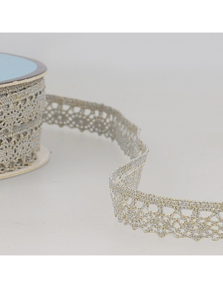 Galon dentelle métallisée 100% coton 10mm x1M