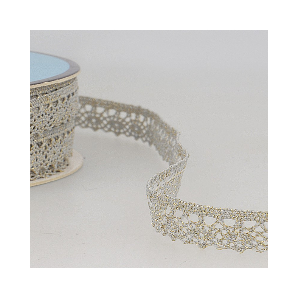 Galon dentelle métallisée 100% coton 10mm x1M