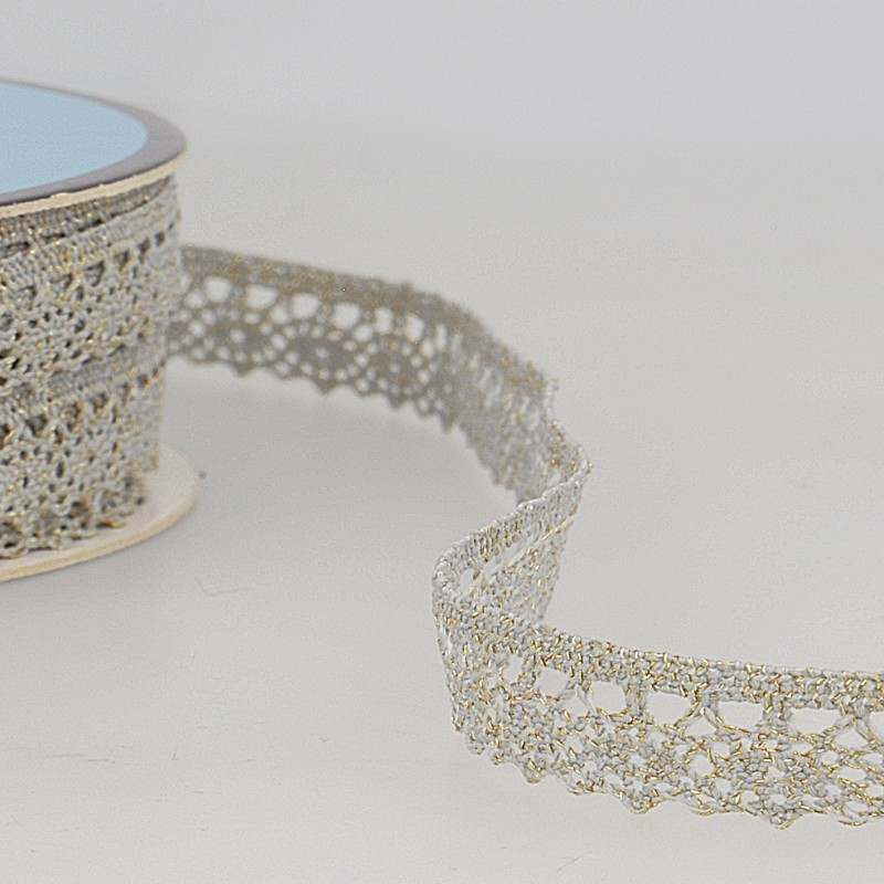Galon dentelle métallisée 100% coton 10mm x1M