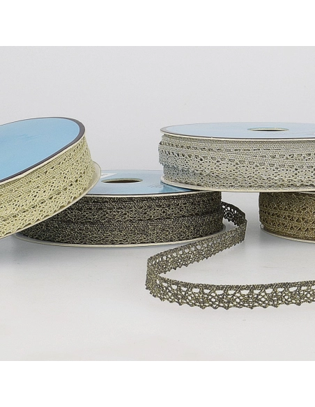 Galon dentelle métallisée 100% coton 10mm x1M