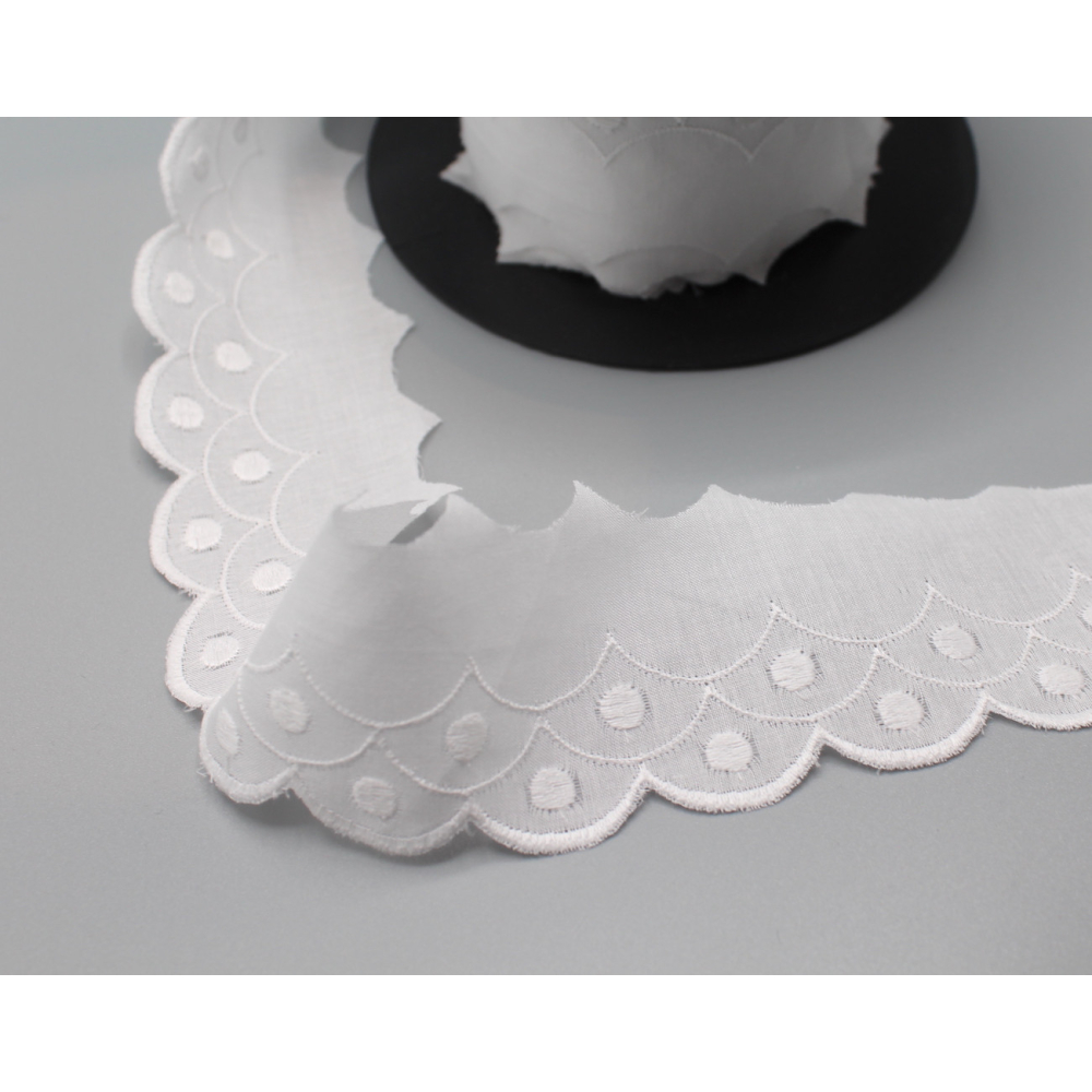 Galon coton broderie anglaise brodé 45mm x 1m