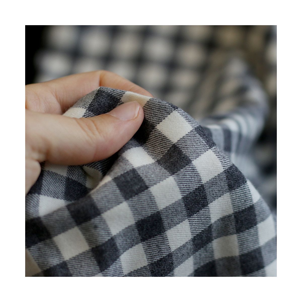 Charles - Coton gratté organique vichy écru et gris