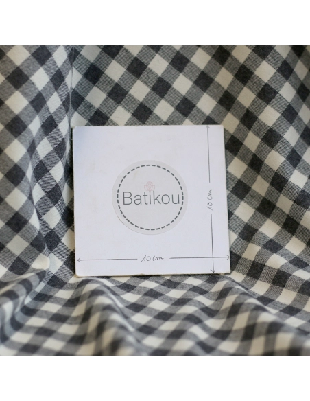 Charles - Coton gratté organique vichy écru et gris