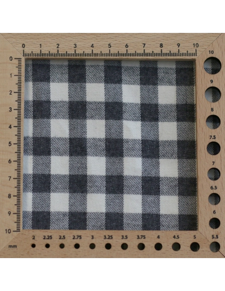 Charles - Coton gratté organique vichy écru et gris