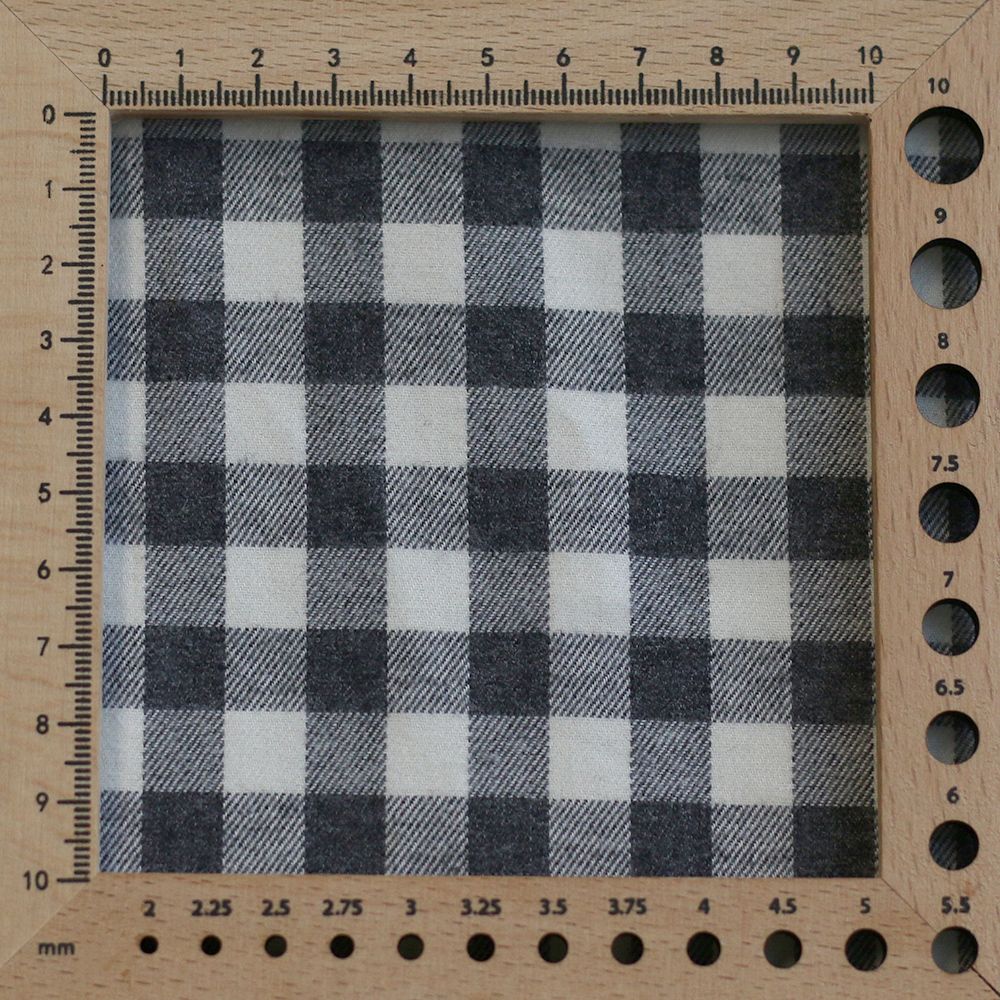 Charles - Coton gratté organique vichy écru et gris Charles - Coton gratté organique vichy écru et gris