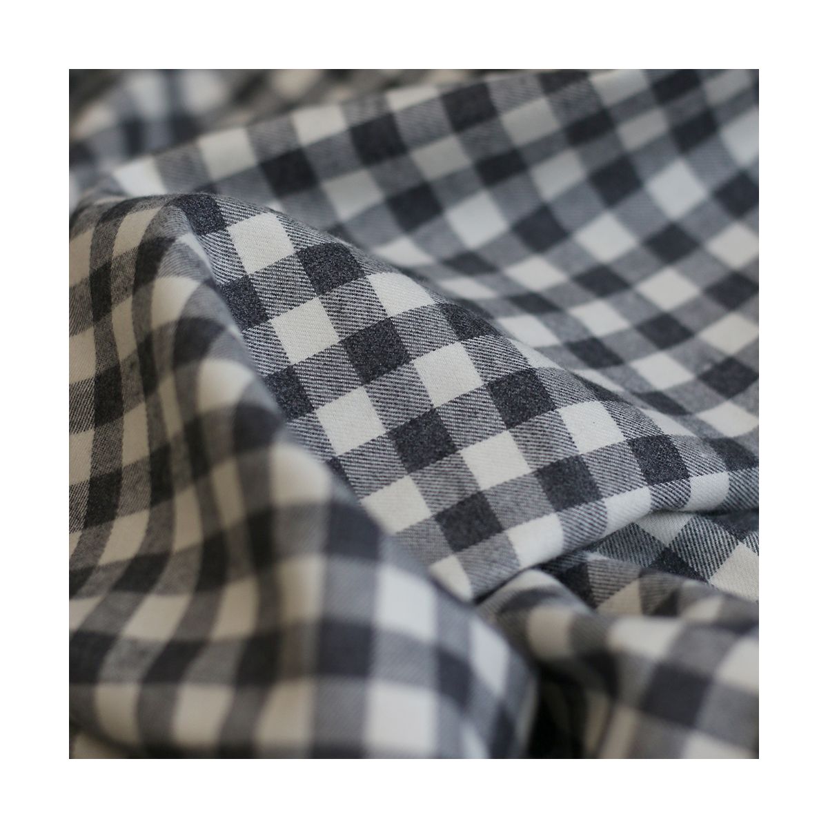 Charles - Coton gratté organique vichy écru et gris