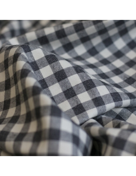 Charles - Coton gratté organique vichy écru et gris