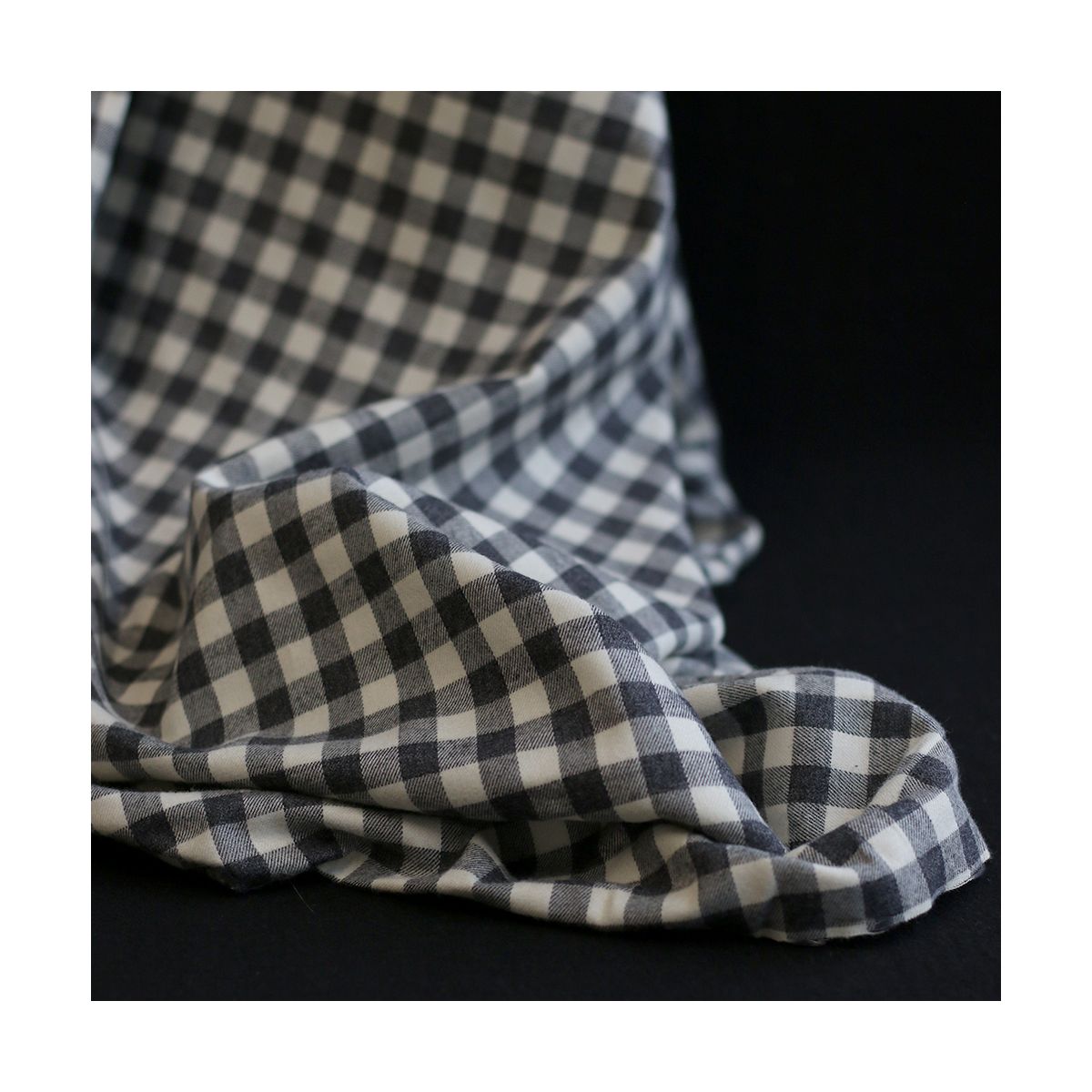 Charles - Coton gratté organique vichy écru et gris