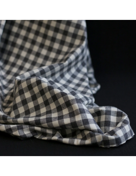 Charles - Coton gratté organique vichy écru et gris