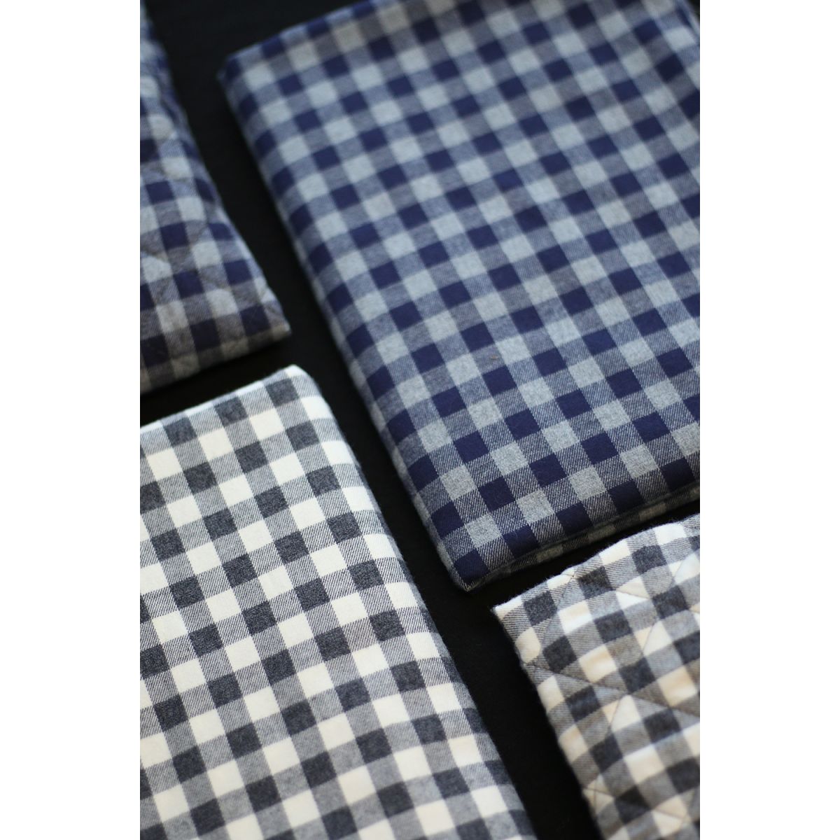 Charles - Coton gratté organique vichy écru et gris