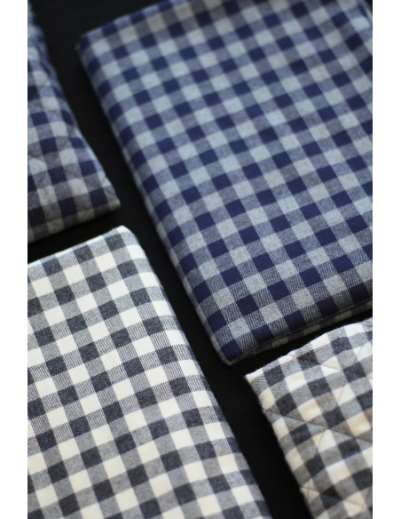 Charles - Coton gratté organique vichy écru et gris