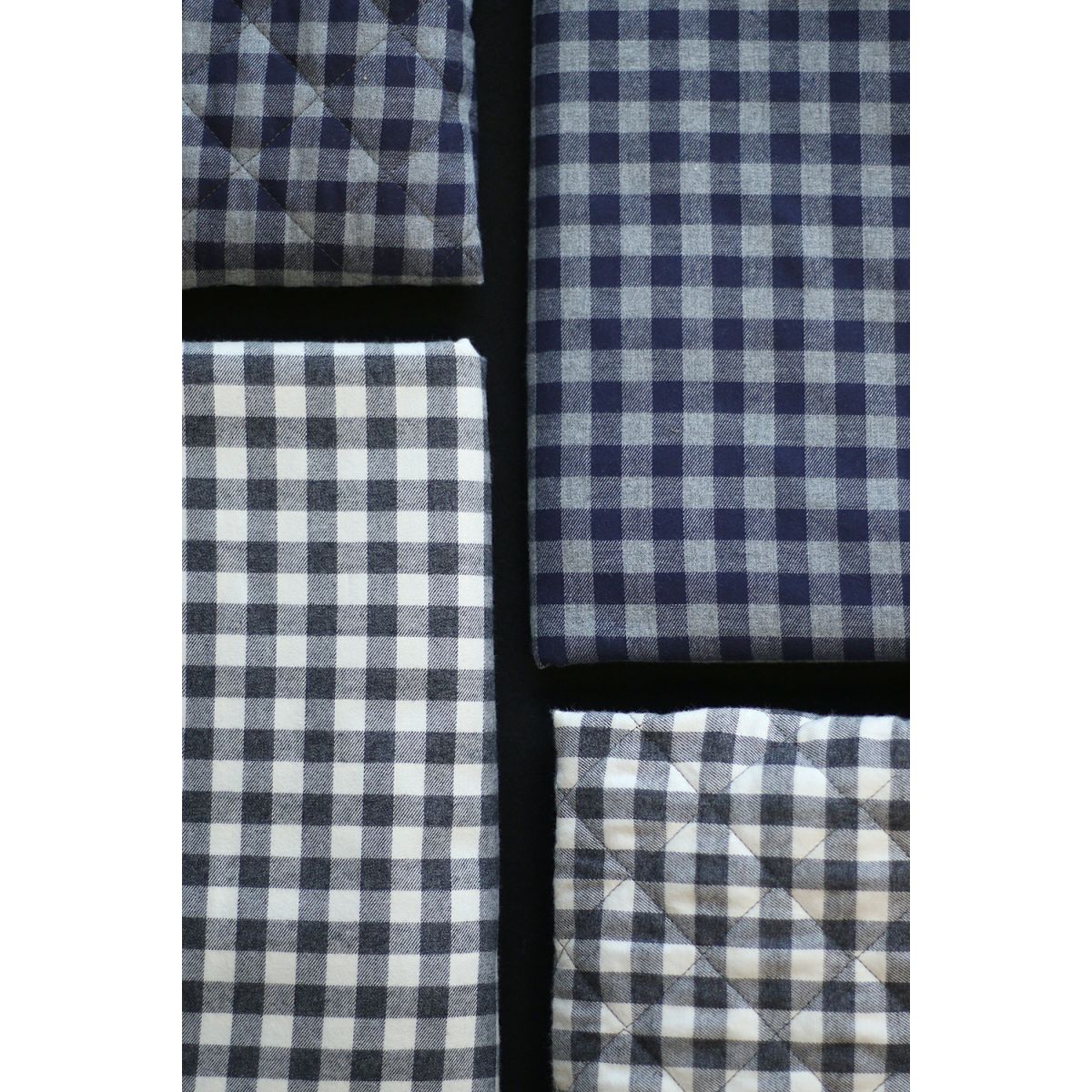 Tissu matelassé Charles coton gratté organique vichy écru et gris Tissu matelassé Charles coton gratté organique vichy écru et gris