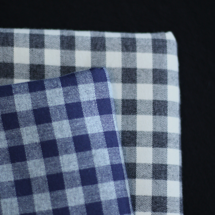 Tissu matelassé Charles coton gratté organique vichy écru et gris