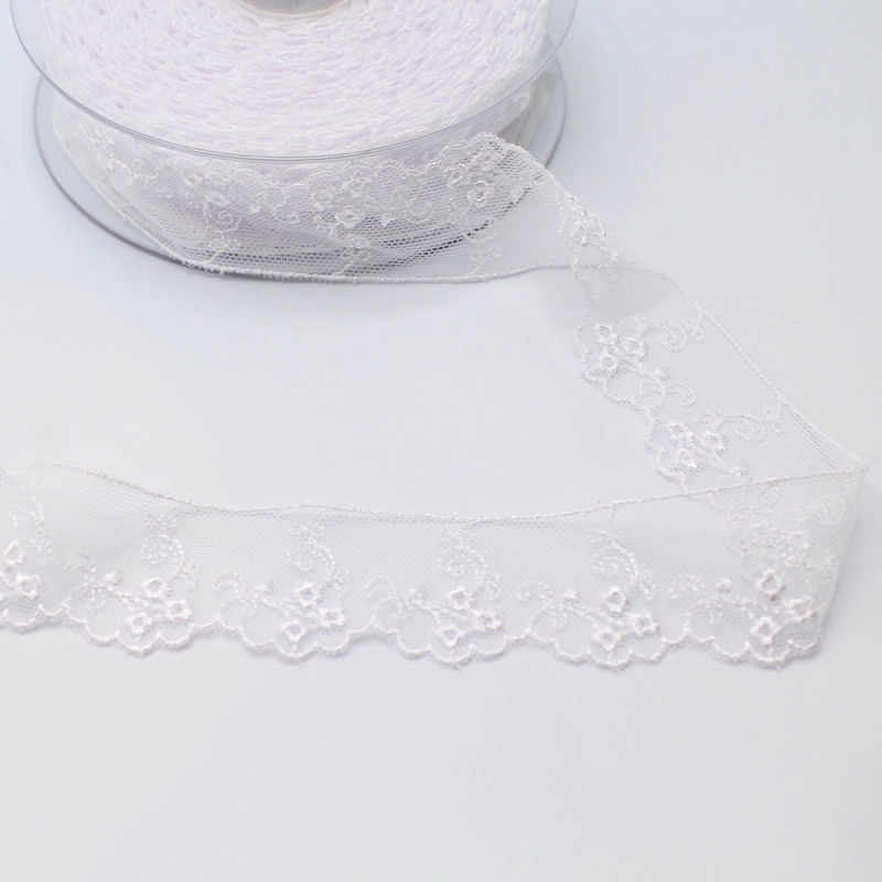 Galon dentelle tulle brodé 30mm x 1m