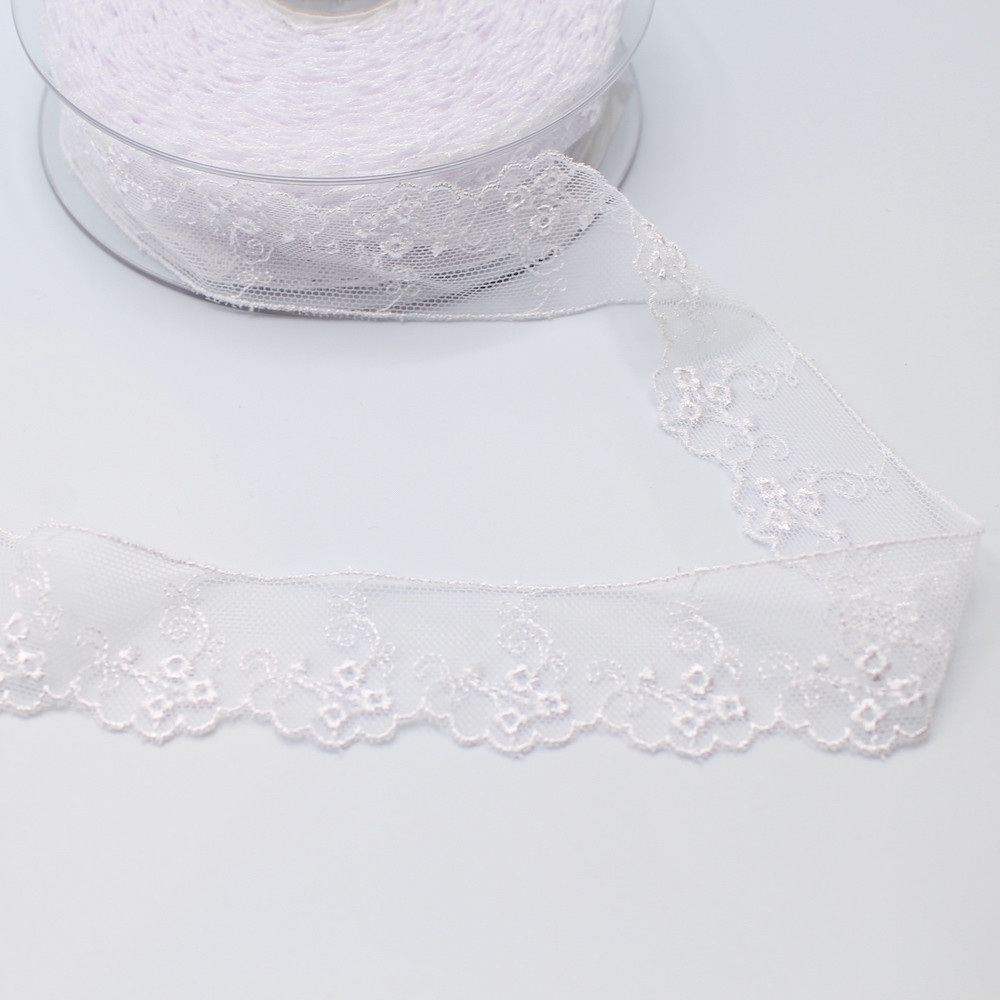 Galon dentelle tulle brodé 30mm x 1m