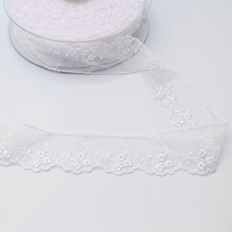 Galon dentelle tulle brodé 30mm x 1m