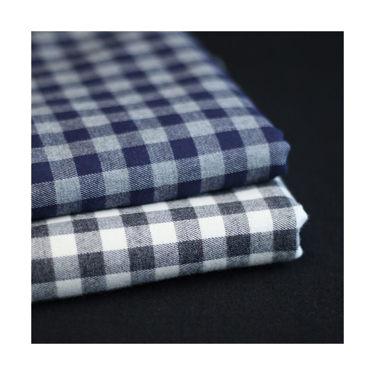 Charles - Coton gratté organique vichy gris et bleu