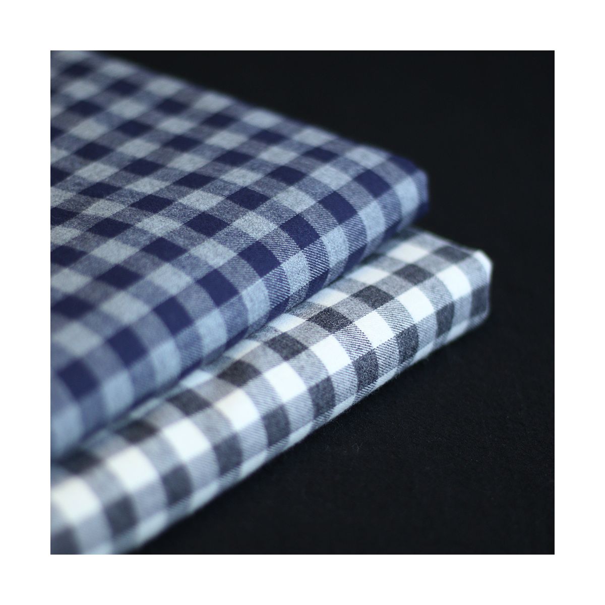 Charles - Coton gratté organique vichy gris et bleu