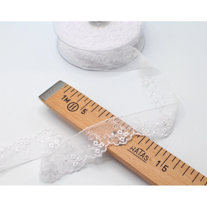 Galon dentelle tulle brodé 30mm x 1m