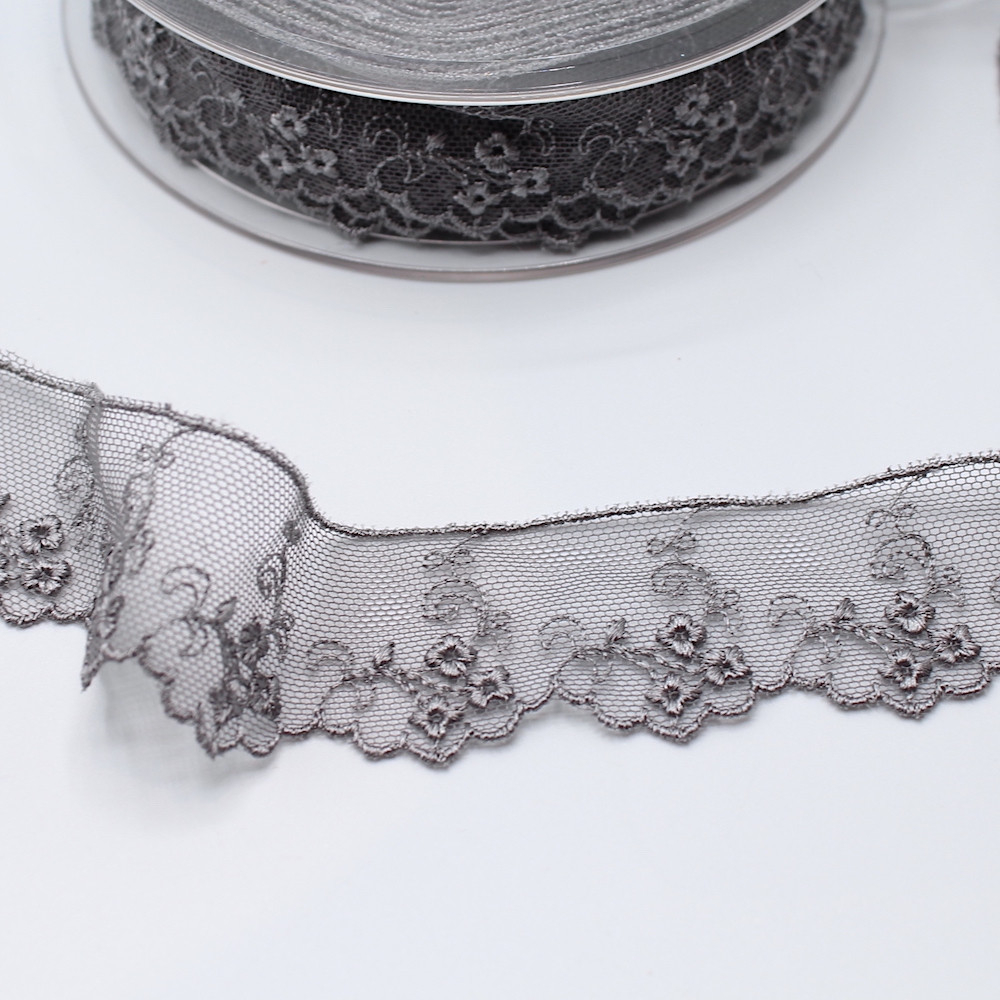 Galon dentelle tulle brodé 30mm x 1m