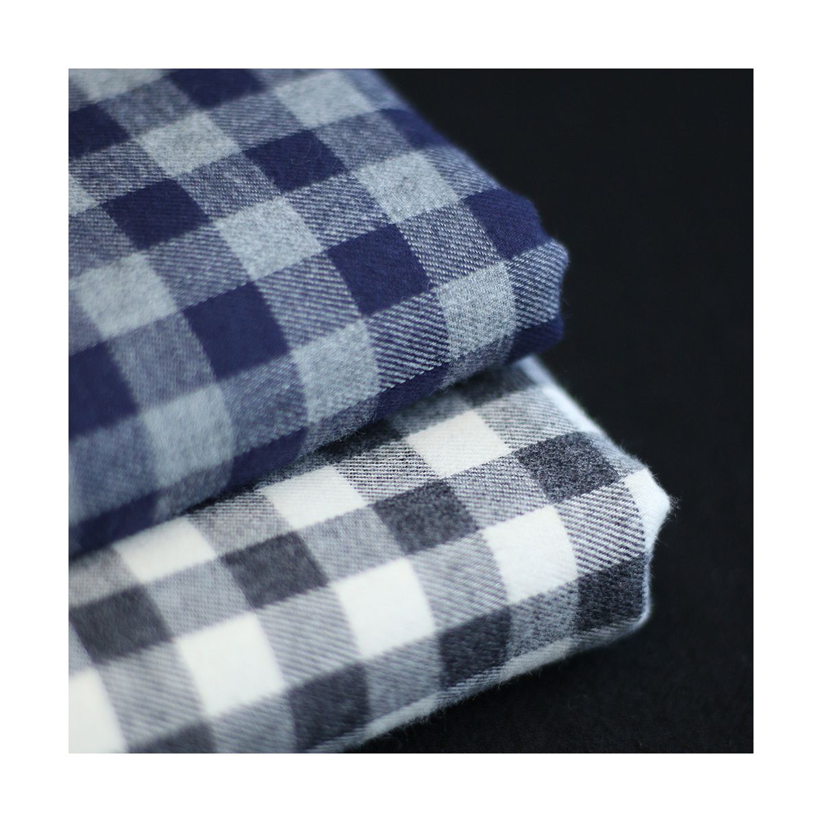 Tissu matelassé Charles coton gratté organique vichy gris et bleu